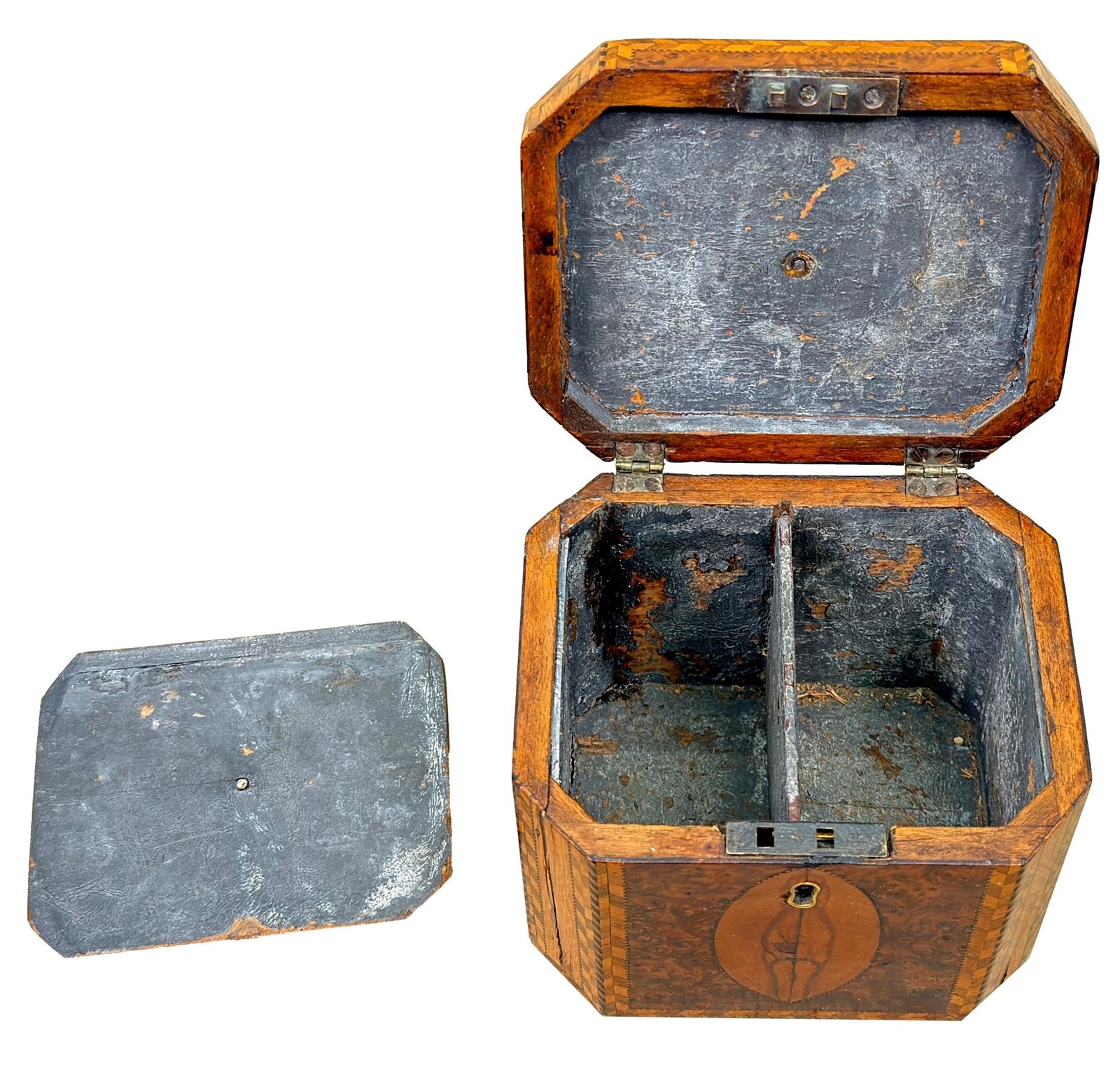 Georgian 18th Century Yew Wood Octagonal Tea Caddy (England, Circa 1780) photo 1295.0