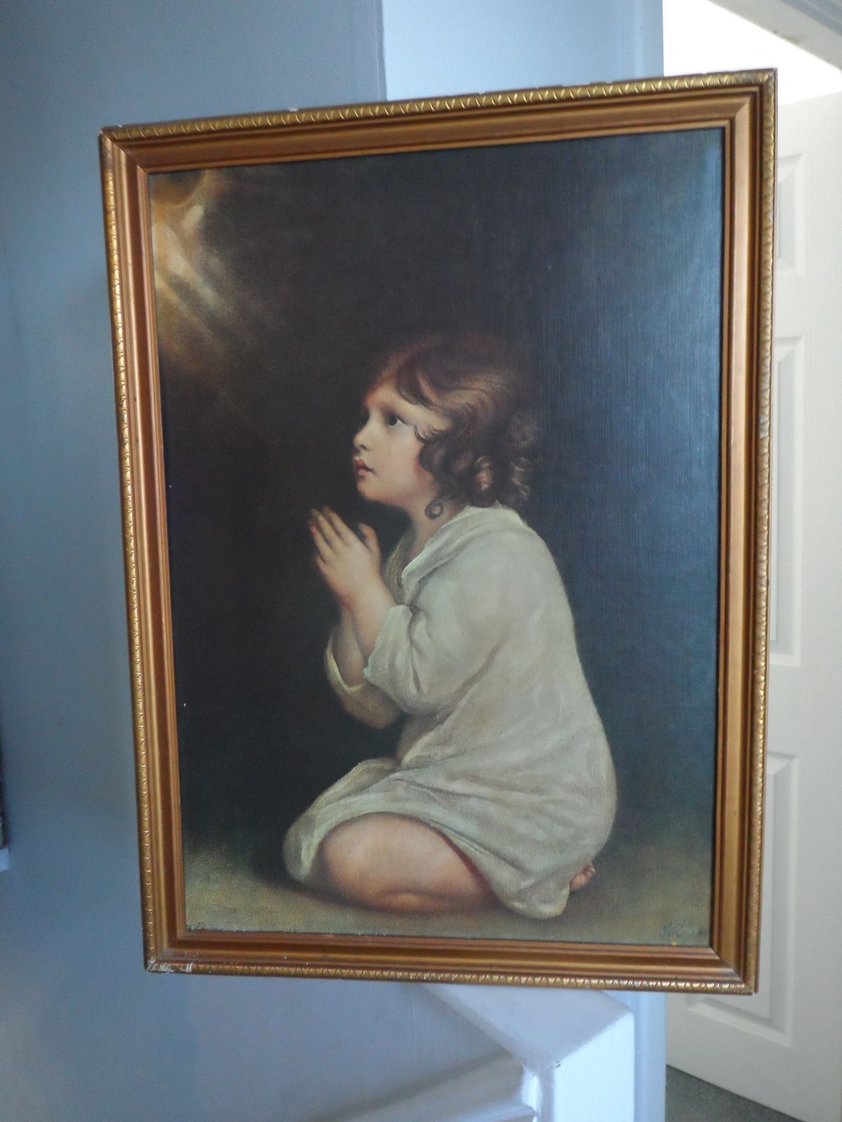 Large Vintage Framed Print The Infant Samuel   Sir Joshua Reynolds