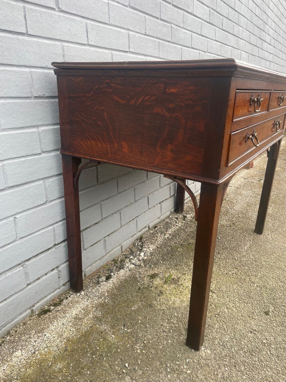 Furniture Antique Geo III Oak Side Table Lowboy photo