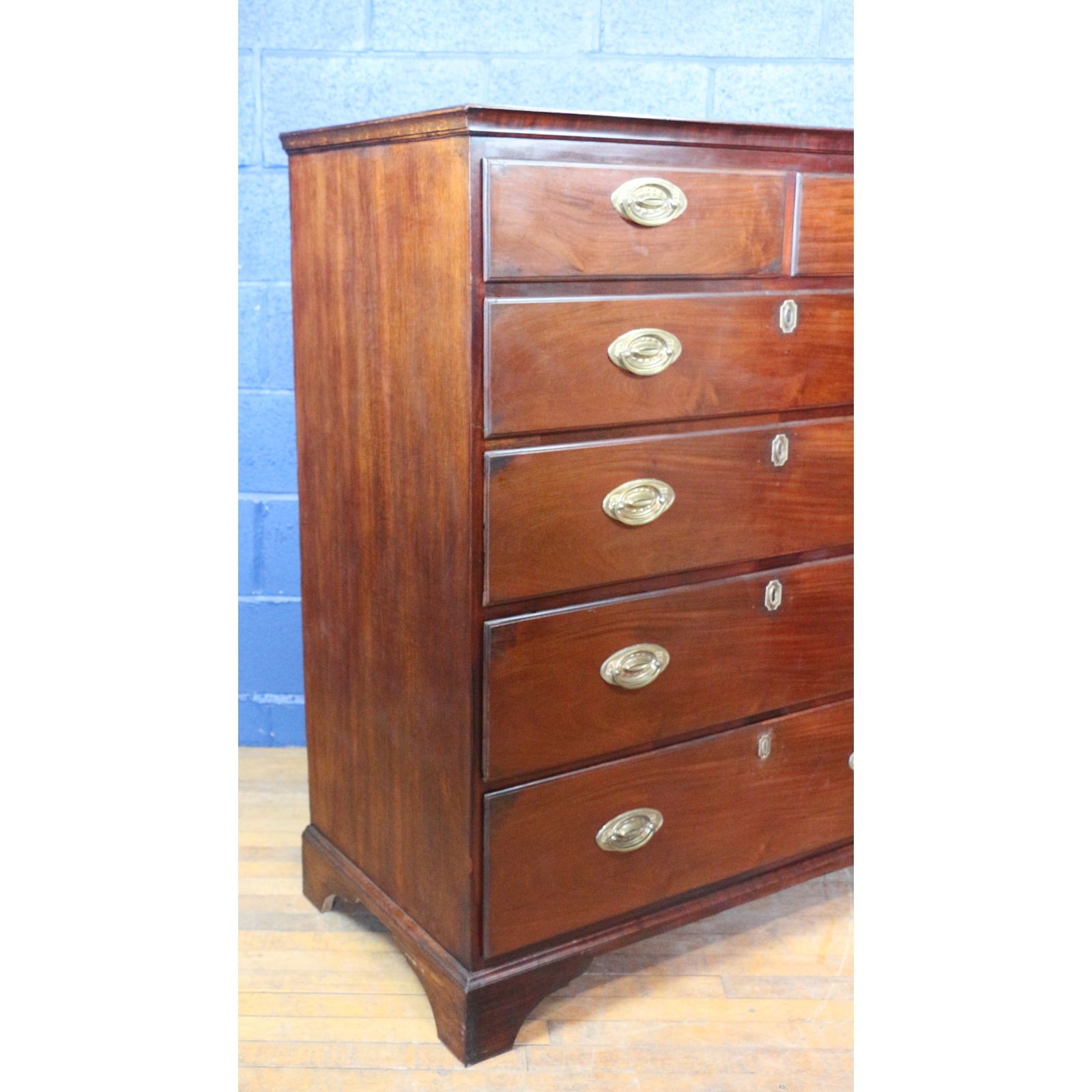 A Large Georgian Oak & Mahogany Two Over Four Graduated Chest Of Drawers photo furniture