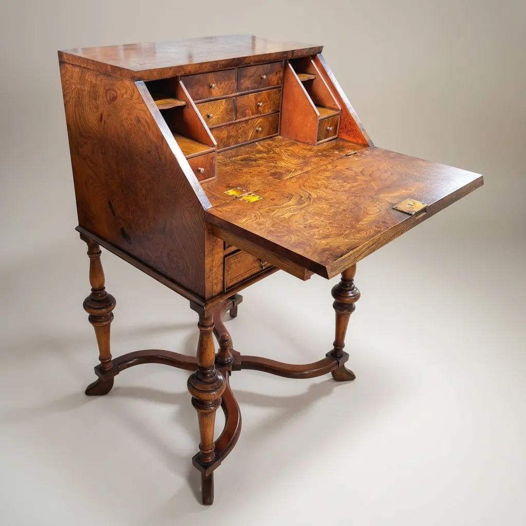Victorian Burr Walnut Davenport Desk photo Furniture