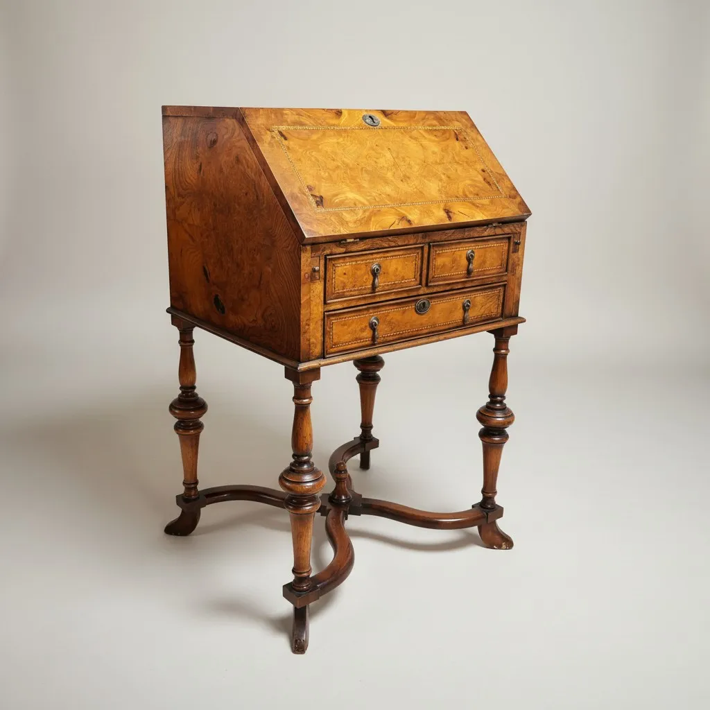 Victorian Burr Walnut Davenport Desk photo vinterior