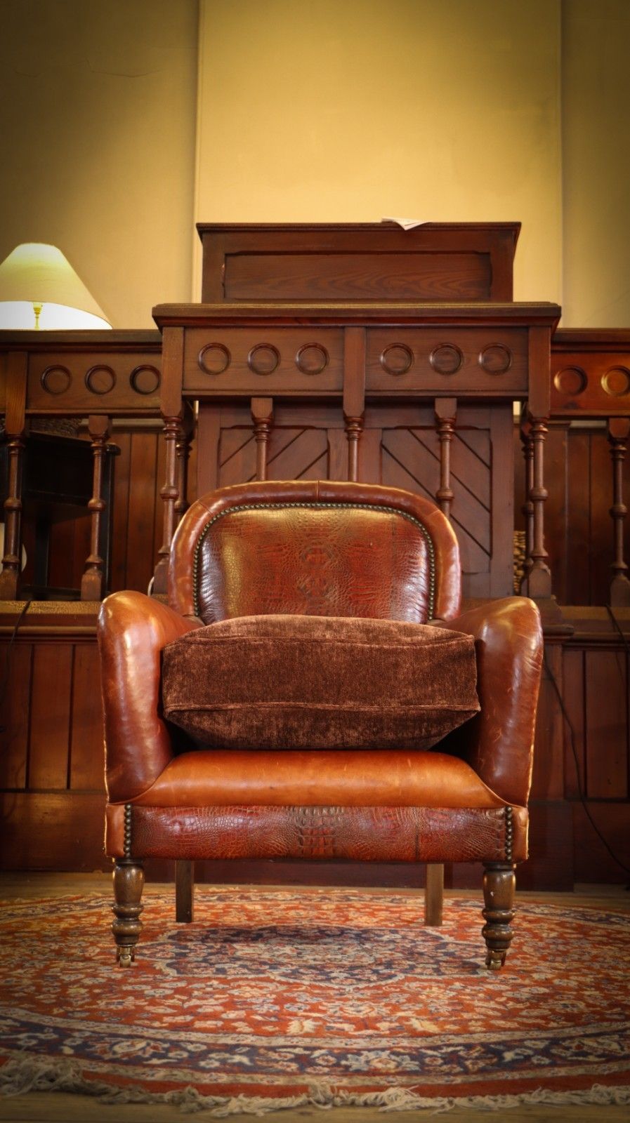 Stunning Tetrad Crocodile Back Leather Armchair Cigar Club Whisky Tan Brown 🚚 photo vinterior