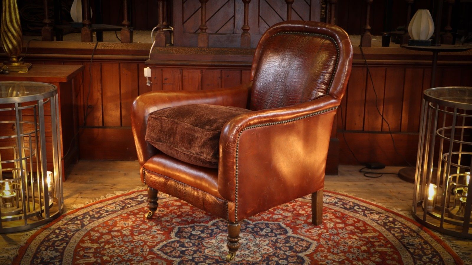 Furniture Stunning Tetrad Crocodile Back Leather Armchair Cigar Club Whisky Tan Brown 🚚 photo