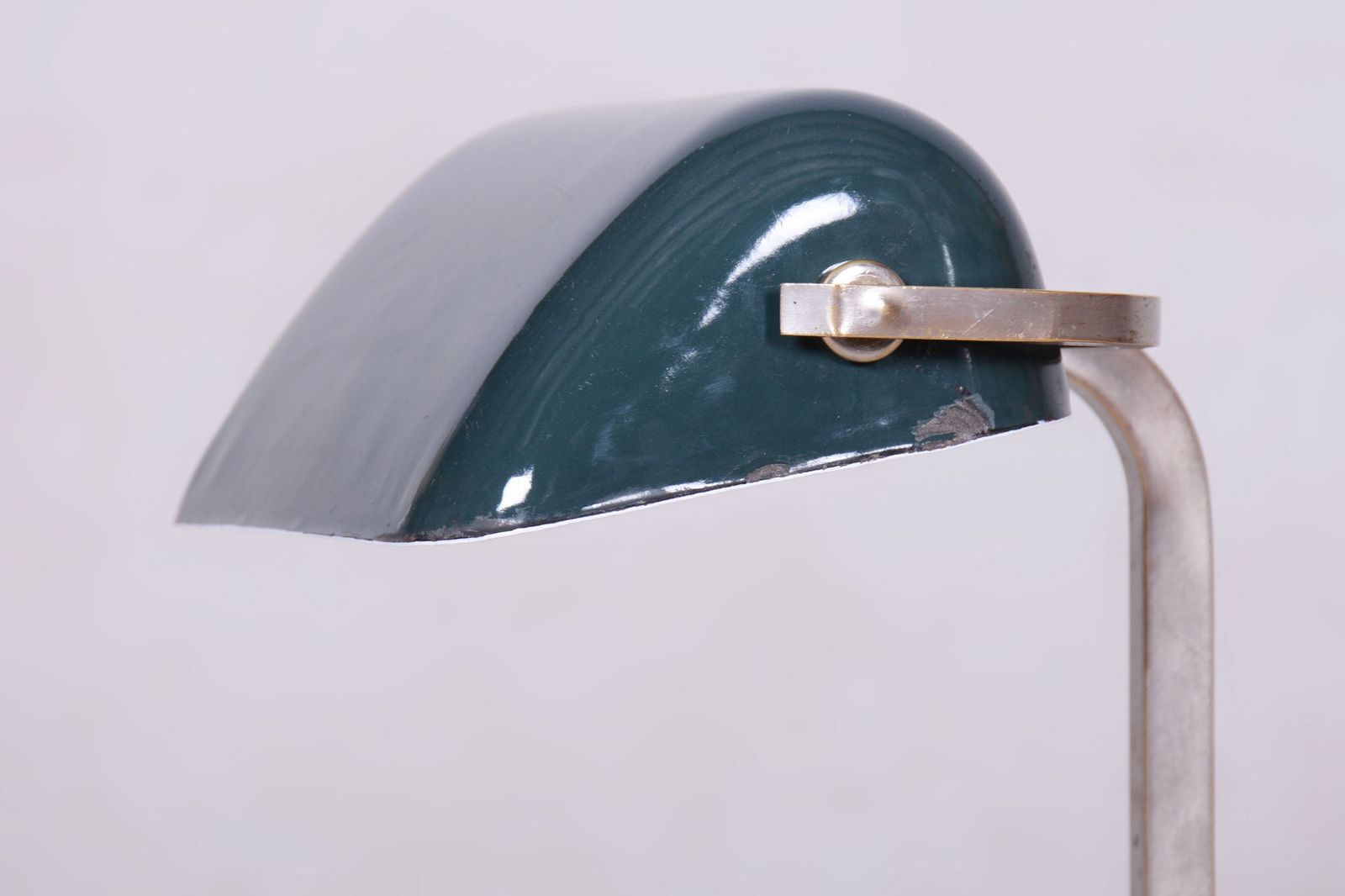 Restored Bauhaus Table Lamp, Nickel, Steel, Glass, Rewired, Czech, 1930s photo Lighting