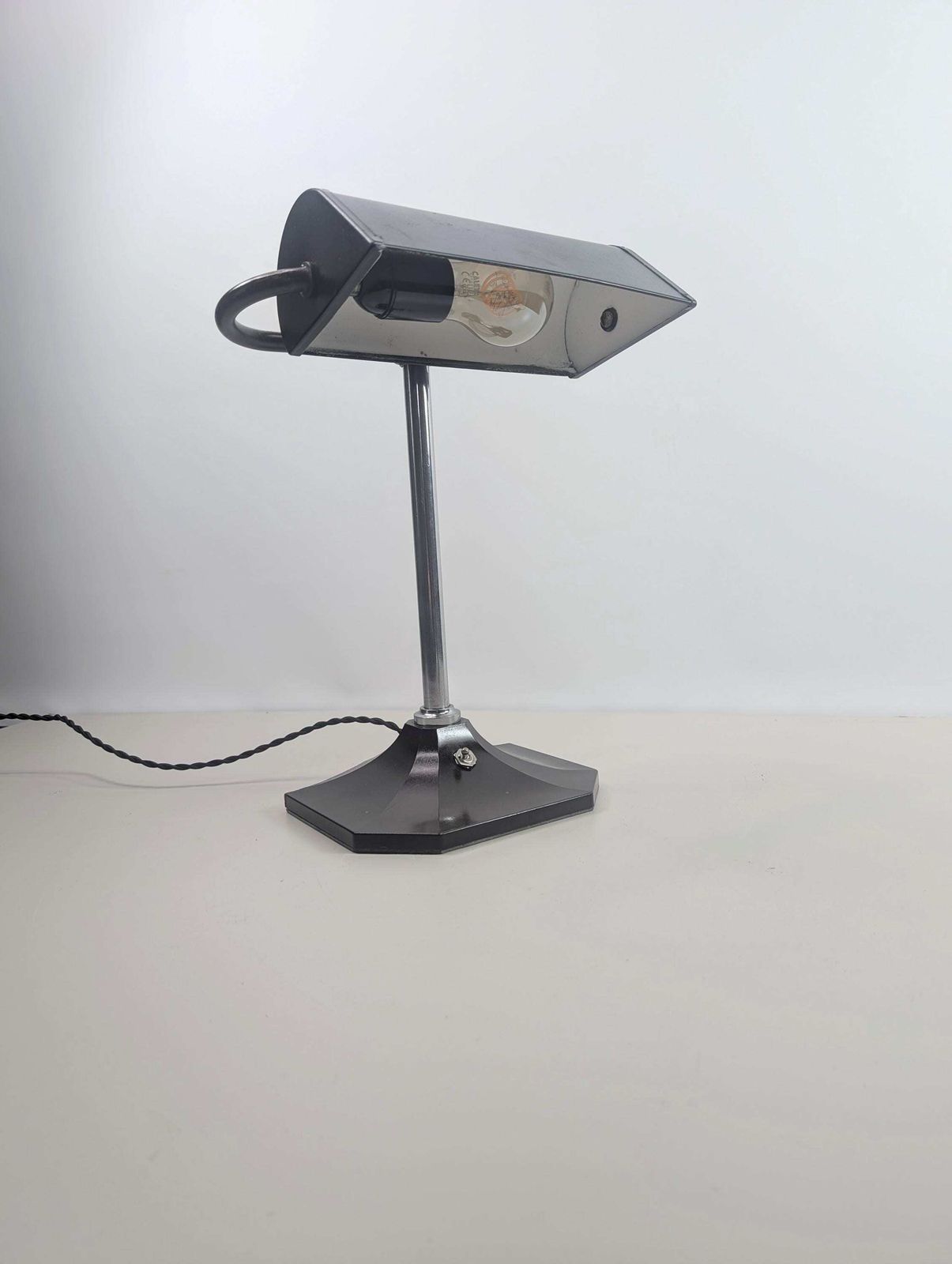 Vintage Banker's Desk Lamp With Bakelite Base, 1930s. photo furniture