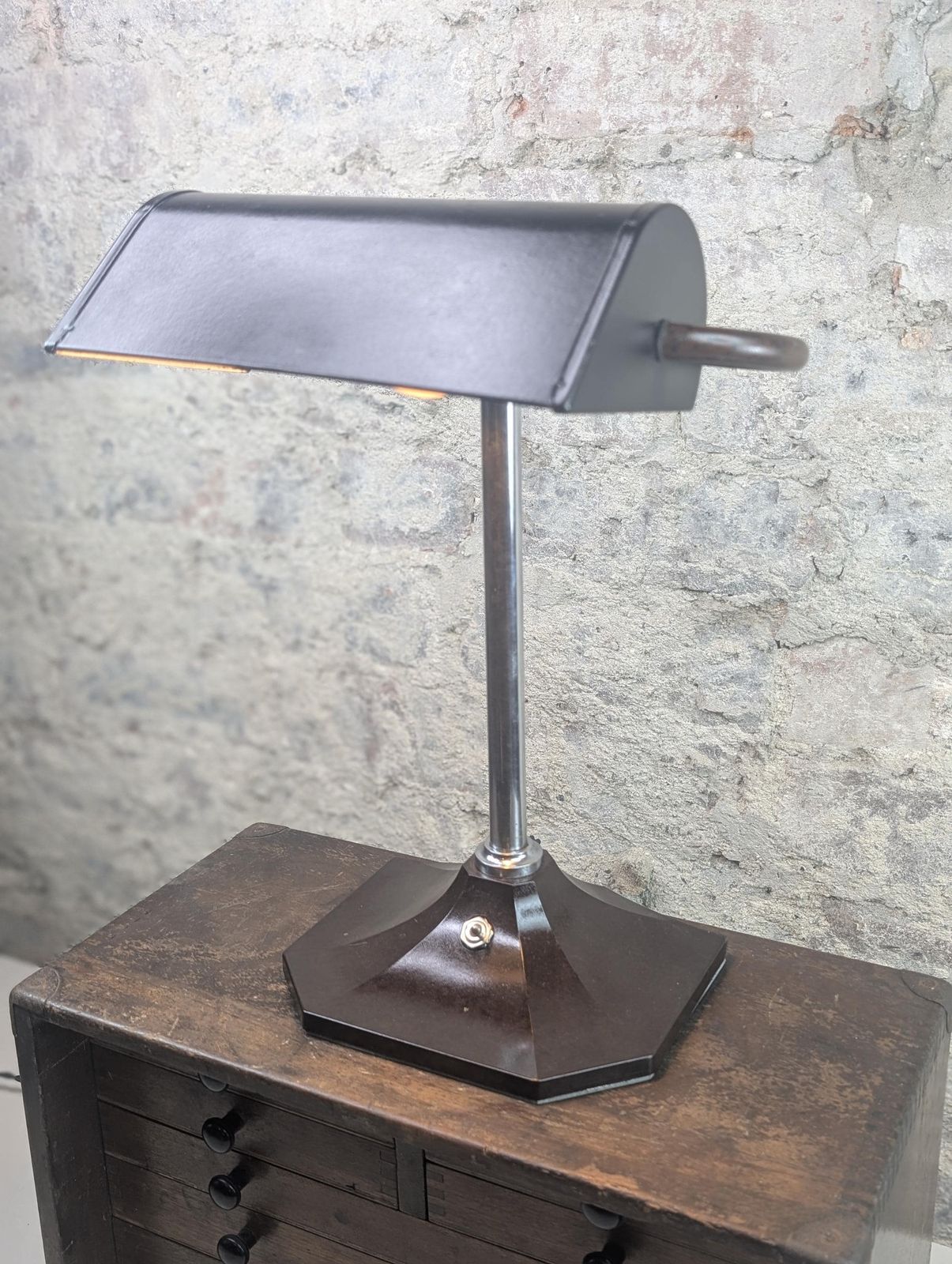 photo for sale Vintage Banker's Desk Lamp With Bakelite Base, 1930s.