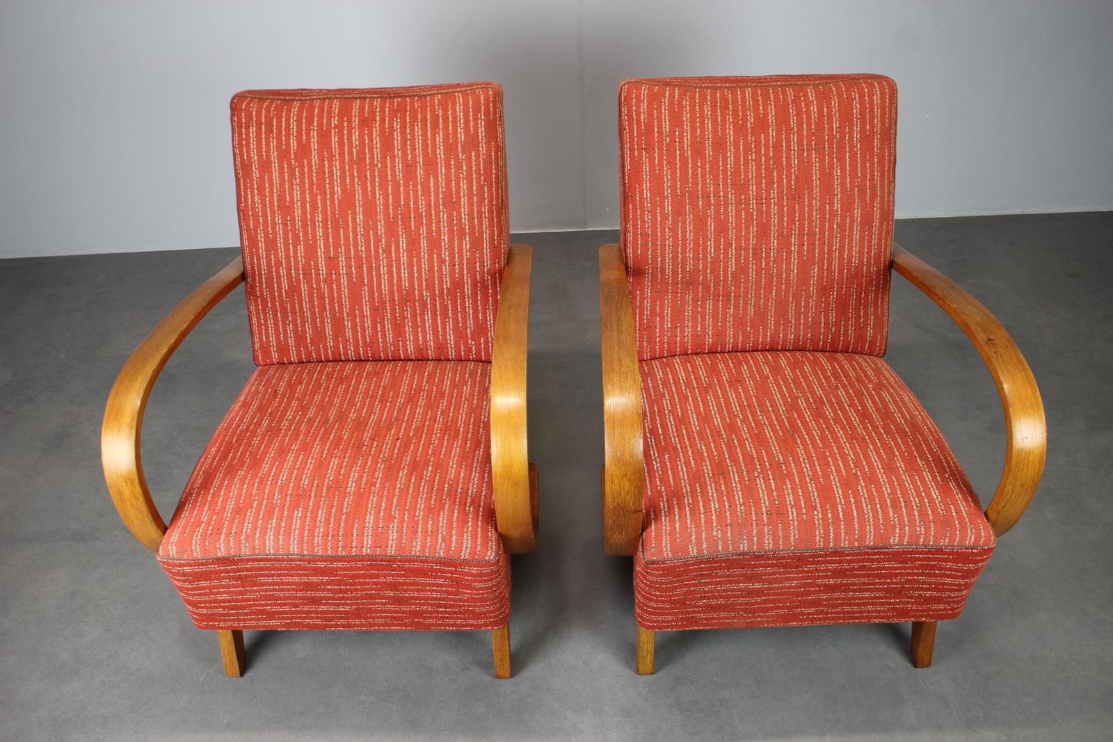 Pair Of Mid Century Halabala Lounge Chairs, Bentwood Armchairs, Czechoslovakia 1 photo for sale