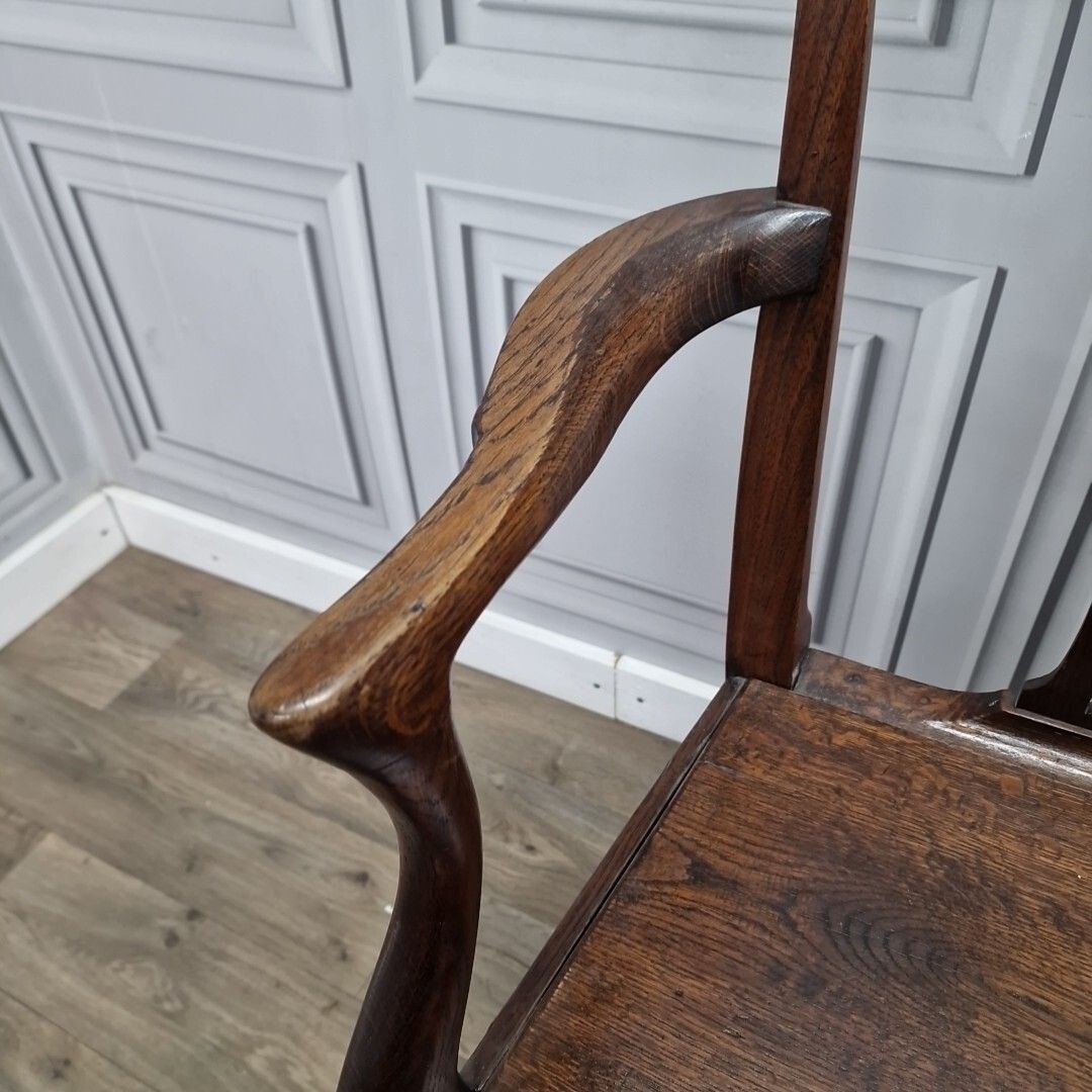 Antique Elbow Chair 19th C English Carver  Hall Throne Desk Seat Georgian photo buy