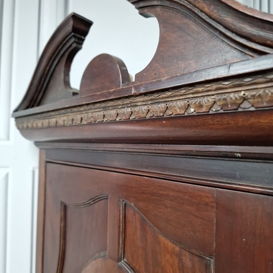 190.0 Antique Georgian Corner Cabinet Wall Hanging Cupboard Shelves Shelf Unit Wooden photo
