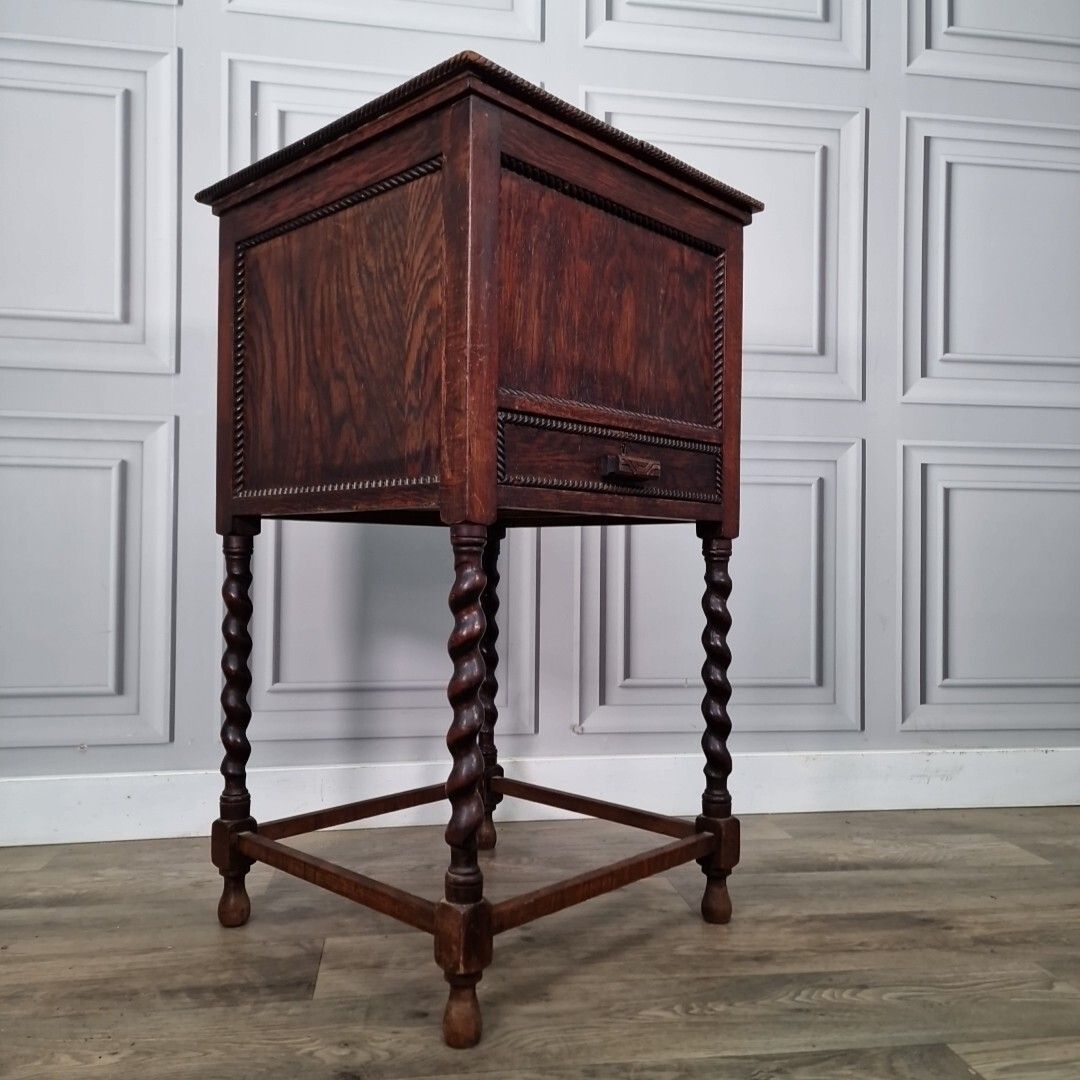 Antique Pot Table Cupboard Wooden Barley Twist Cabinet Cutlery Sewing Bedside