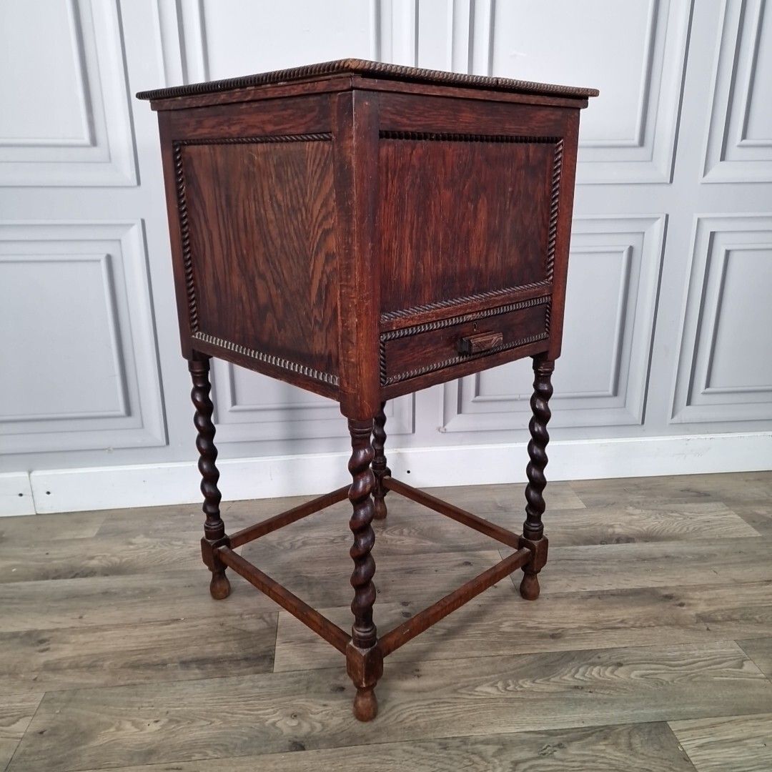 Antique Pot Table Cupboard Wooden Barley Twist Cabinet Cutlery Sewing Bedside photo furniture