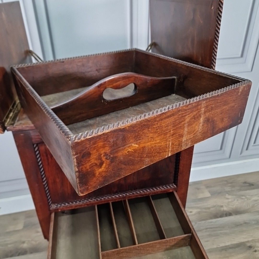 Furniture Antique Pot Table Cupboard Wooden Barley Twist Cabinet Cutlery Sewing Bedside photo