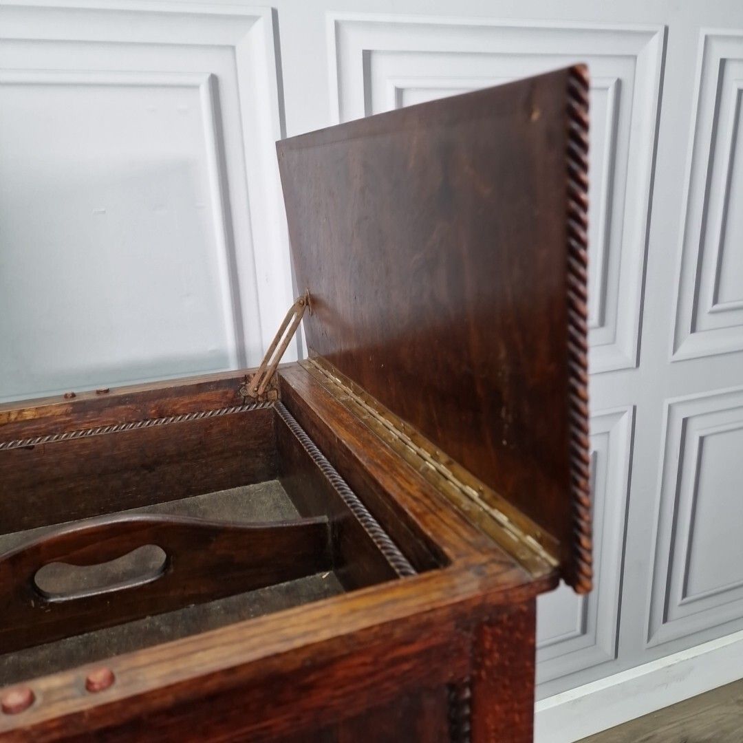 photo buy Antique Pot Table Cupboard Wooden Barley Twist Cabinet Cutlery Sewing Bedside