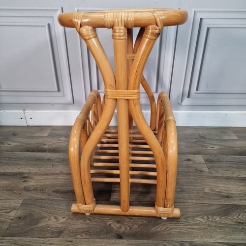 Retro Bamboo Magazine Rack Vintage Mid Century Cane Rattan Side Table Paper photo 70.0