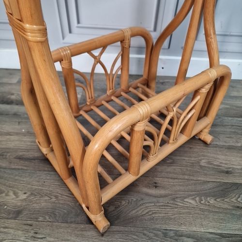 Retro Bamboo Magazine Rack Vintage Mid Century Cane Rattan Side Table Paper photo buy
