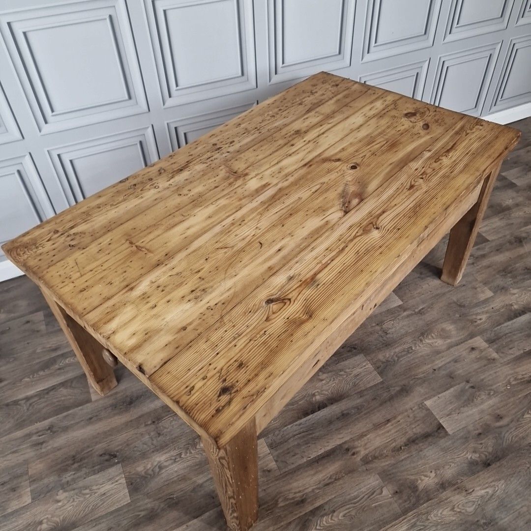 Antique Kitchen Prep Table Solid Pine Victorian Rustic Dining Country Farmhouse photo for sale