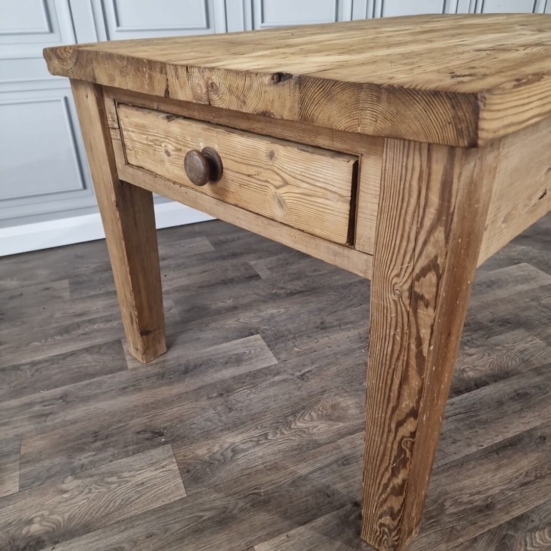 Antique Kitchen Prep Table Solid Pine Victorian Rustic Dining Country Farmhouse photo Furniture