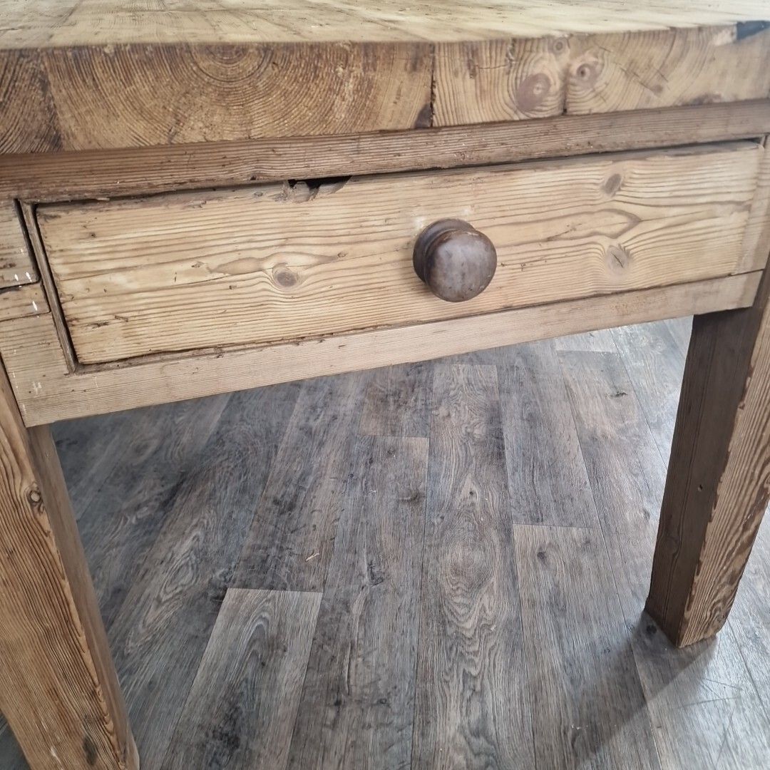 photo vintage Antique Kitchen Prep Table Solid Pine Victorian Rustic Dining Country Farmhouse