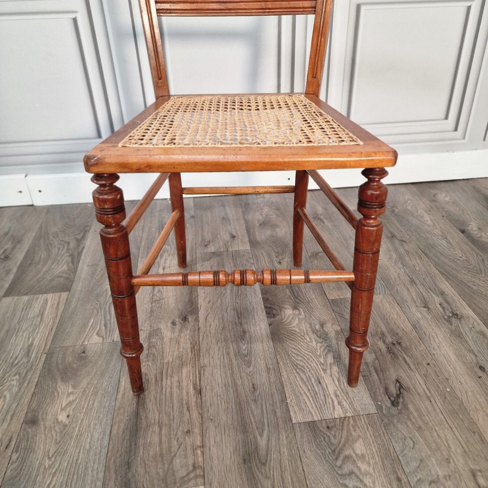 Antique Bedroom Chair Fluted & Turned Decorative Cane Occasional Window Vintage photo Furniture