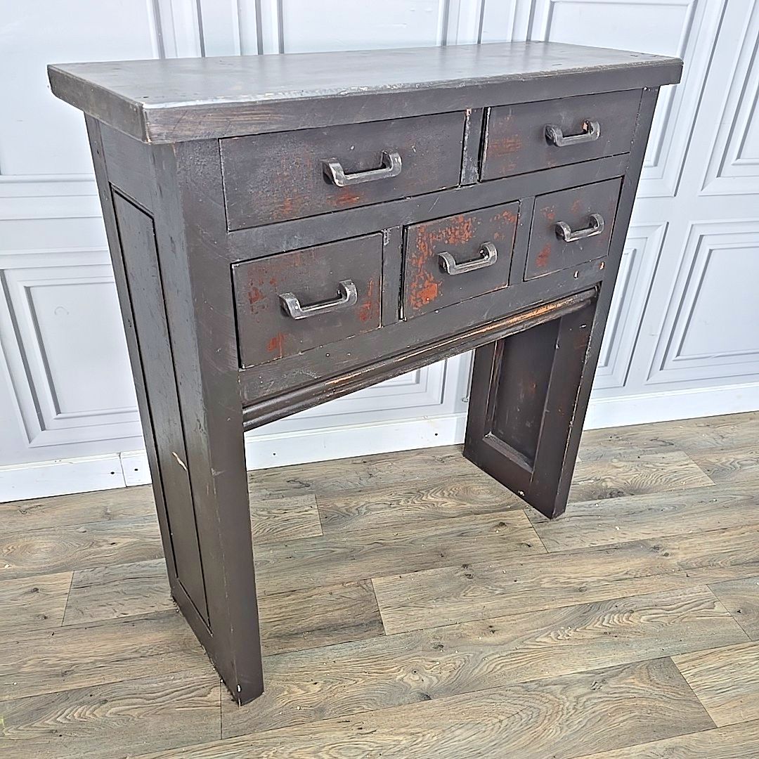 Rustic Reclaimed Console Table Solid Wooden Hall Vintage Drawers Primitive