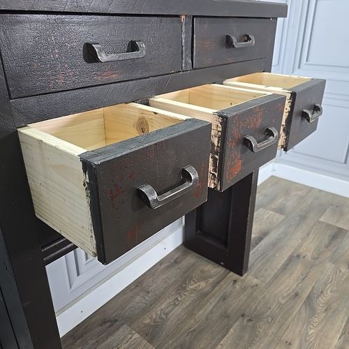 Furniture Rustic Reclaimed Console Table Solid Wooden Hall Vintage Drawers Primitive photo