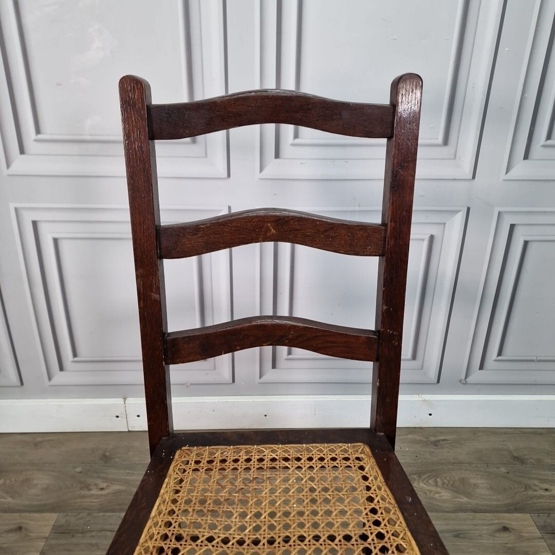Antique Decorative Cane Chair Occasional Ladder Back Bedroom Window Vintage photo buy