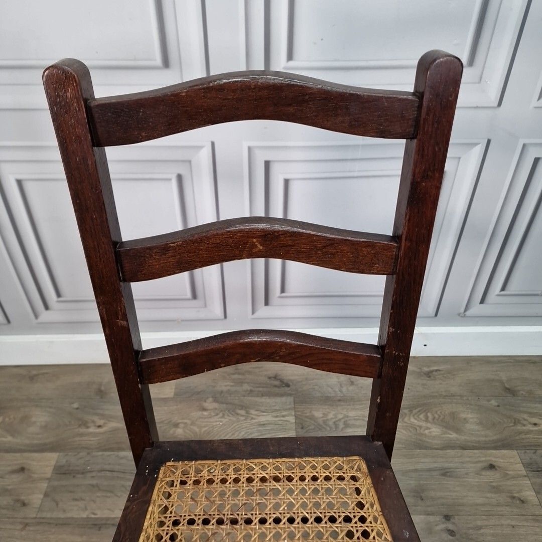 Furniture Antique Decorative Cane Chair Occasional Ladder Back Bedroom Window Vintage photo