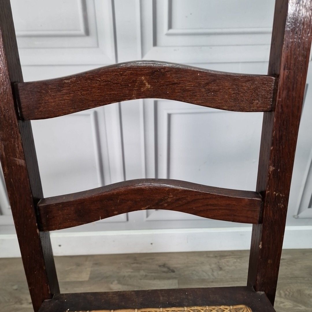 60.0 Antique Decorative Cane Chair Occasional Ladder Back Bedroom Window Vintage photo