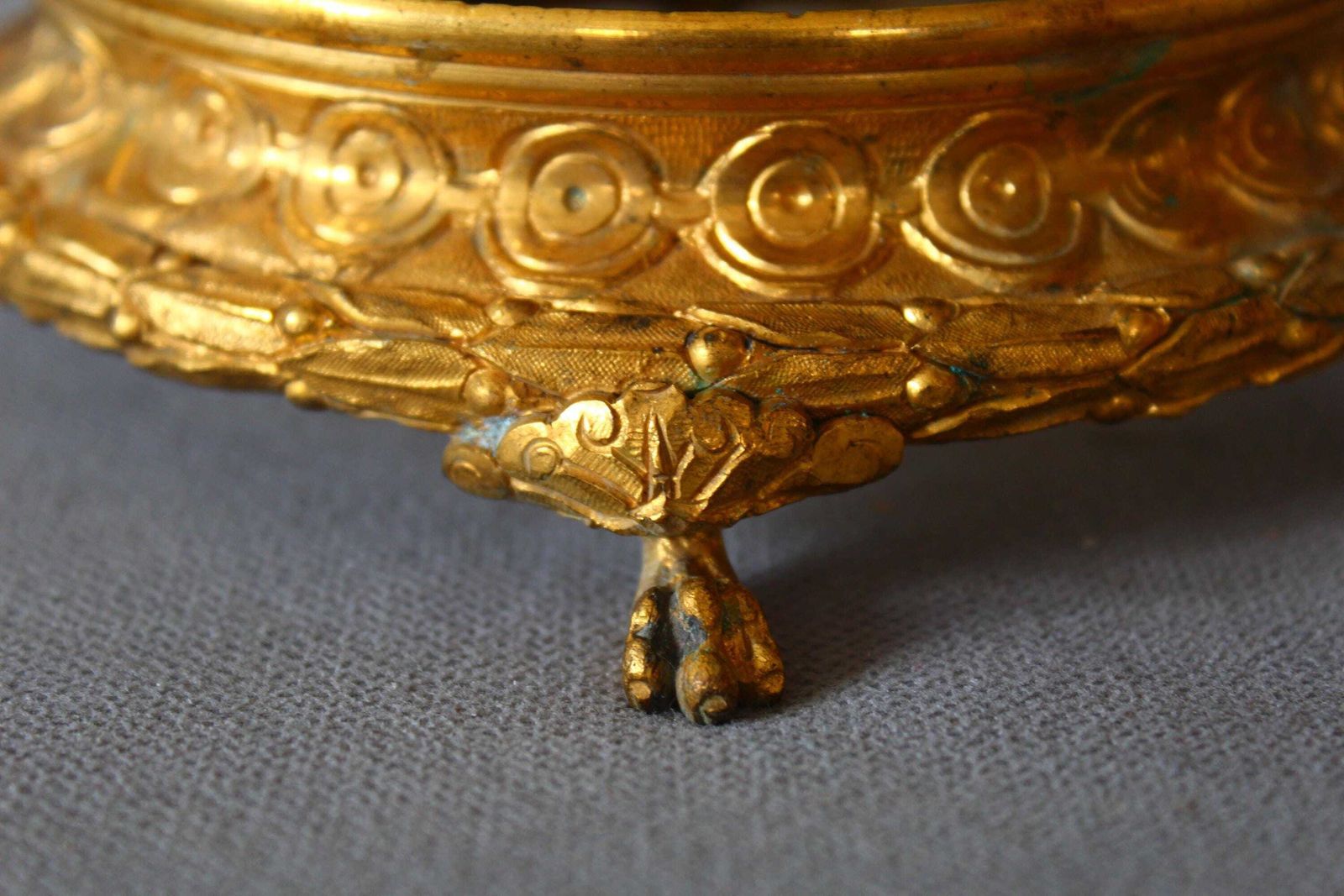 Antique Gilted Bronze Circular French Stand, Trivet, Large Coaster, Plant Stand, Ornate, Paw Feet, 19th Century, Louis XVI Style, photo Home Decor