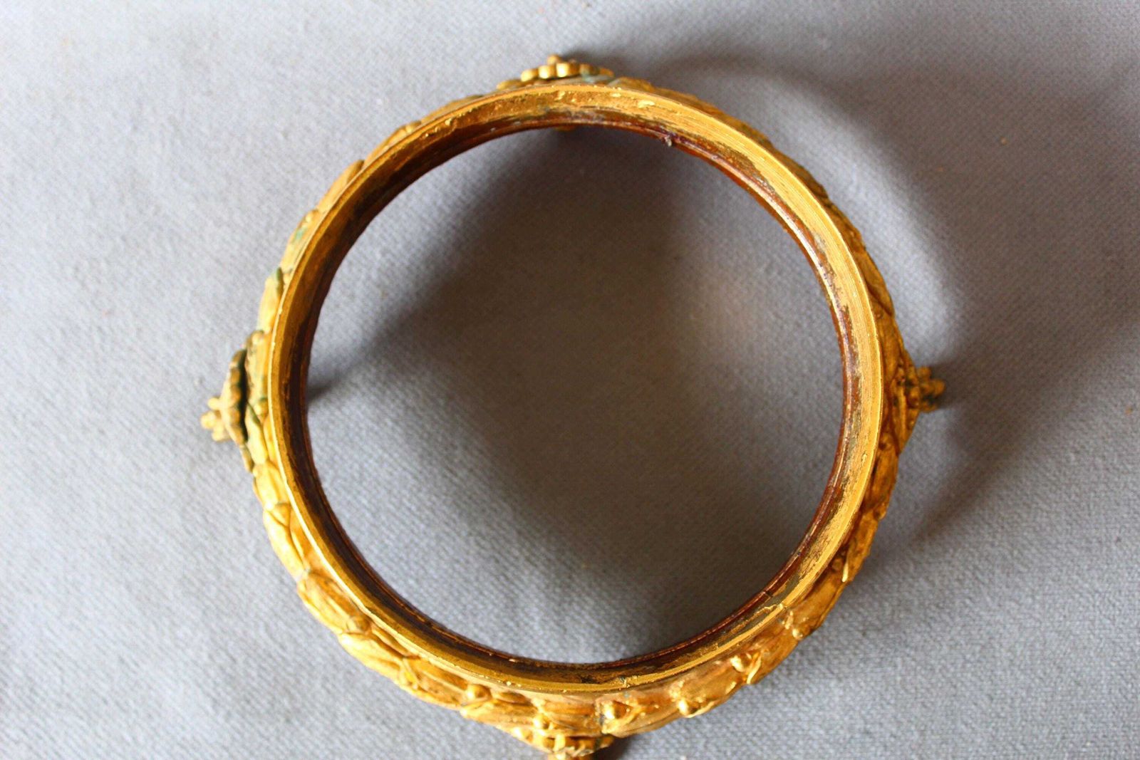 Home Decor Antique Gilted Bronze Circular French Stand, Trivet, Large Coaster, Plant Stand, Ornate, Paw Feet, 19th Century, Louis XVI Style, photo