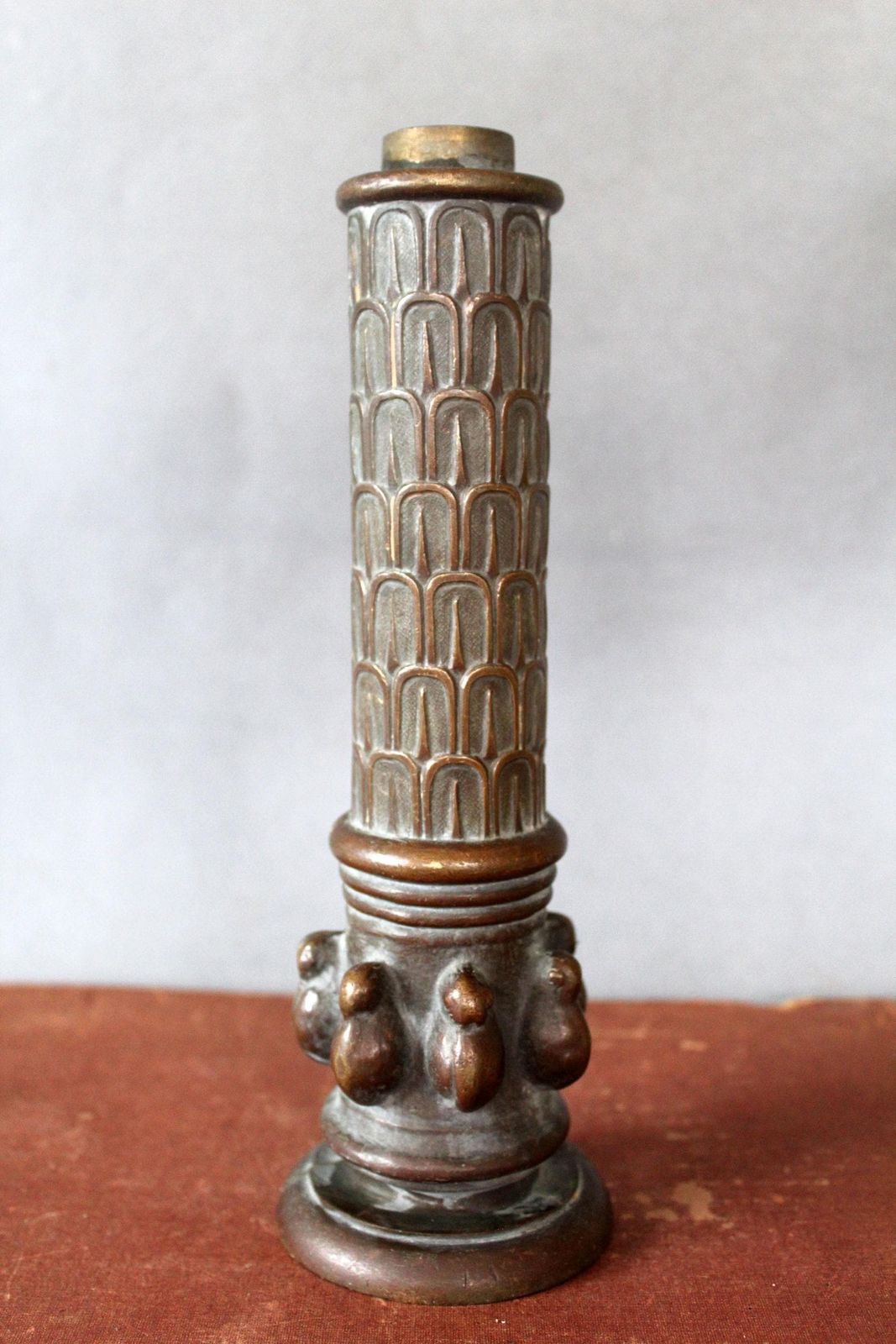 Antiek Zwaar Gegoten Bronzen Buis, Tweedelig, Passend Samengevoegd, Meubelversiering, Kroonluchterdeel, Restauratiemateriaal photo for sale