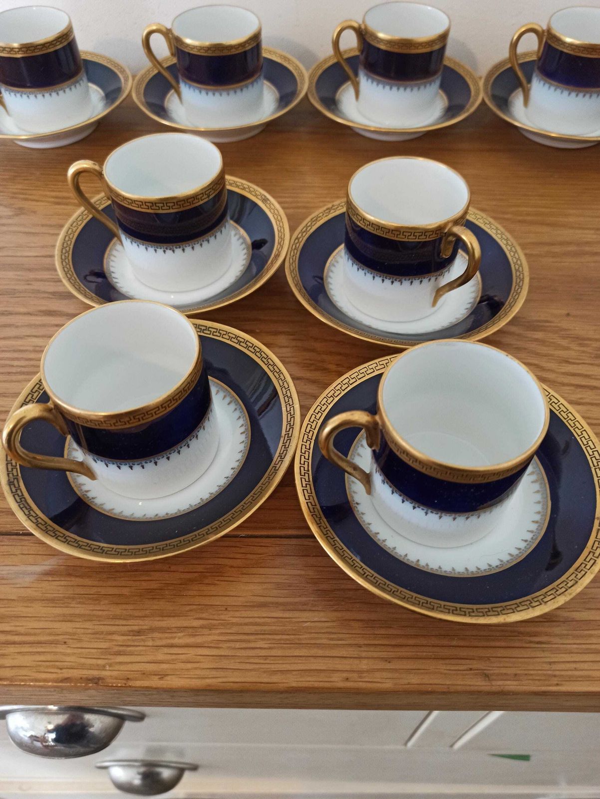 Vintage Epiag Royal, Cobalt Blue Small Cups And Saucers. Vintage. Very Good Condition. photo vintage