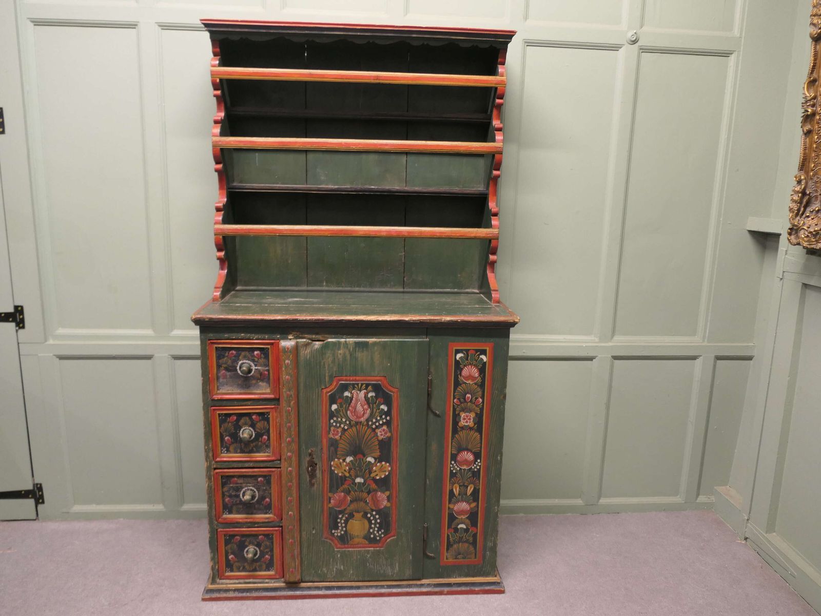 Folk Art Painted Pine Farmhouse Alpine Dresser An Original Hand Made