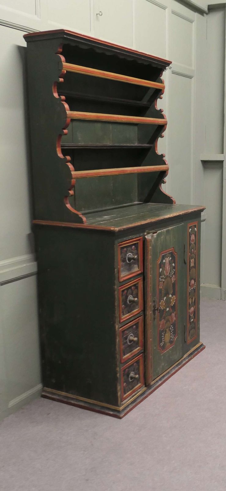 Folk Art Painted Pine Farmhouse Alpine Dresser An Original Hand Made photo for sale