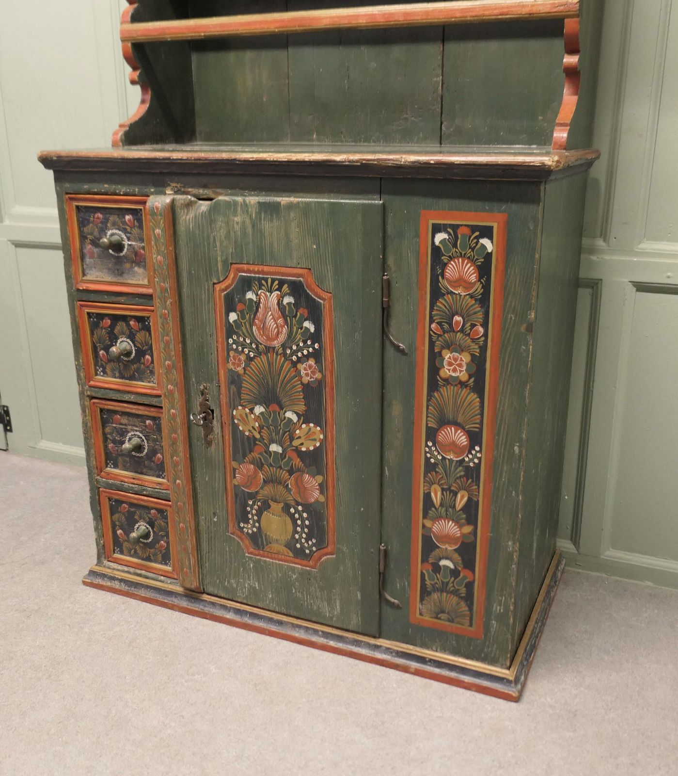Folk Art Painted Pine Farmhouse Alpine Dresser An Original Hand Made photo buy