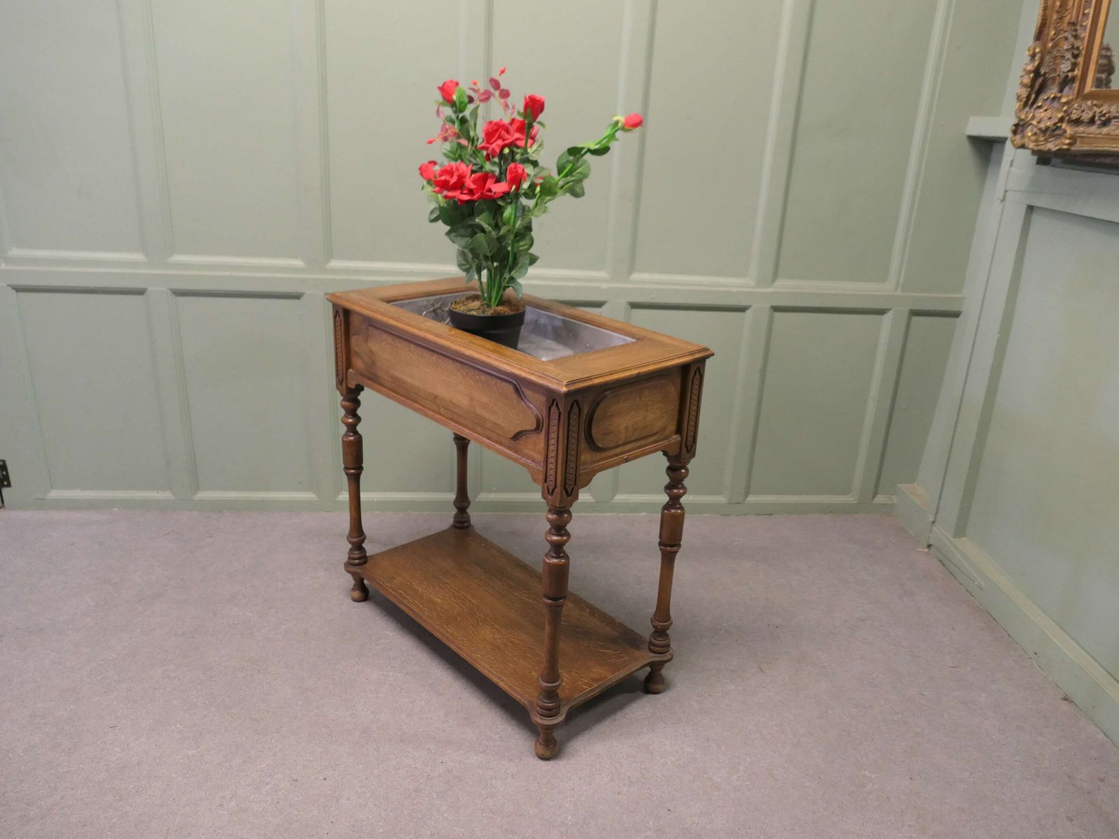 French Arts And Crafts Golden Oak, Lined Jardinière The Planter Is Made In Oak photo 720.0