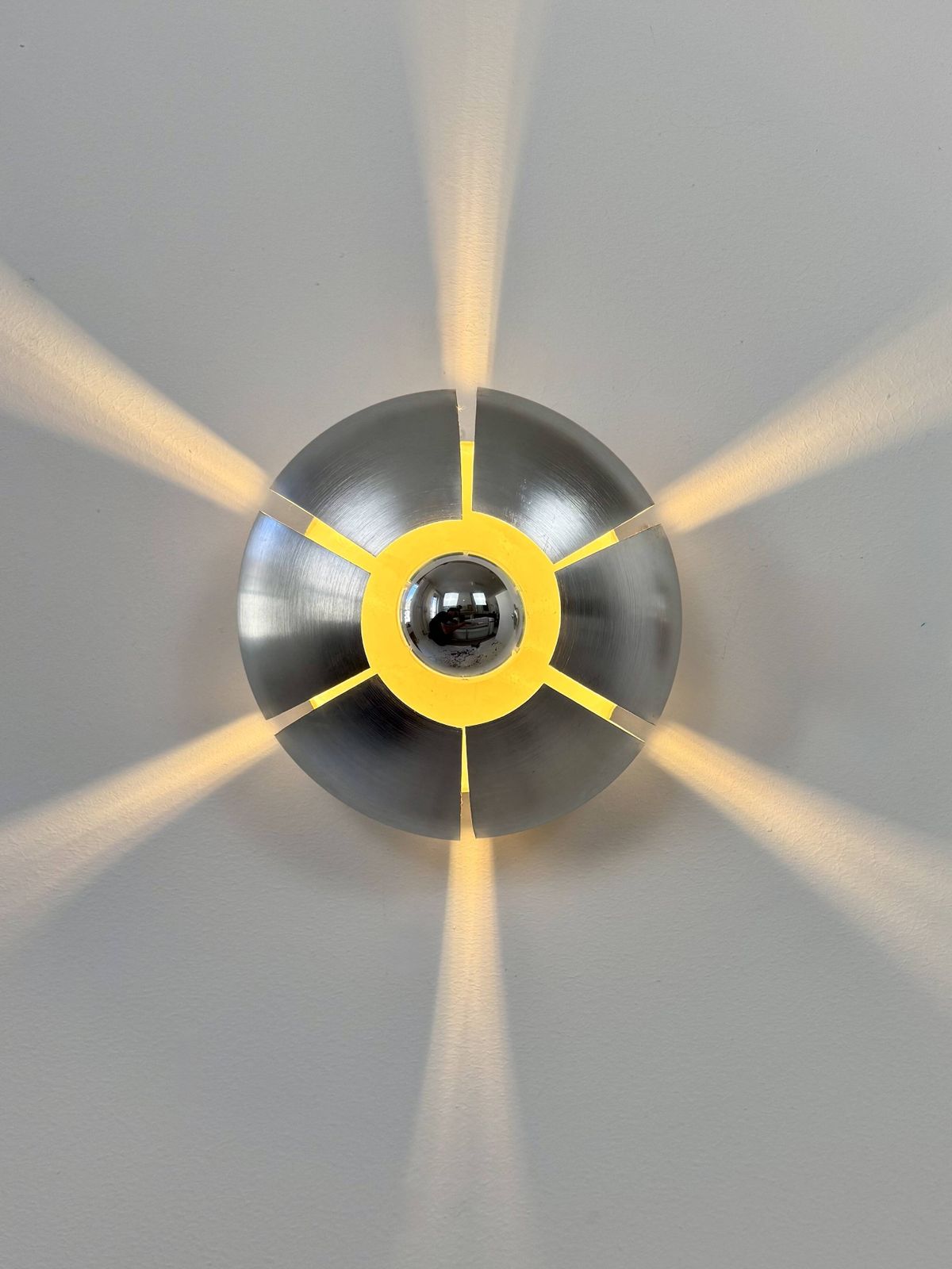 photo furniture Pair Of Vintage Wall Lights, Brushed Aluminium, France, 1970.