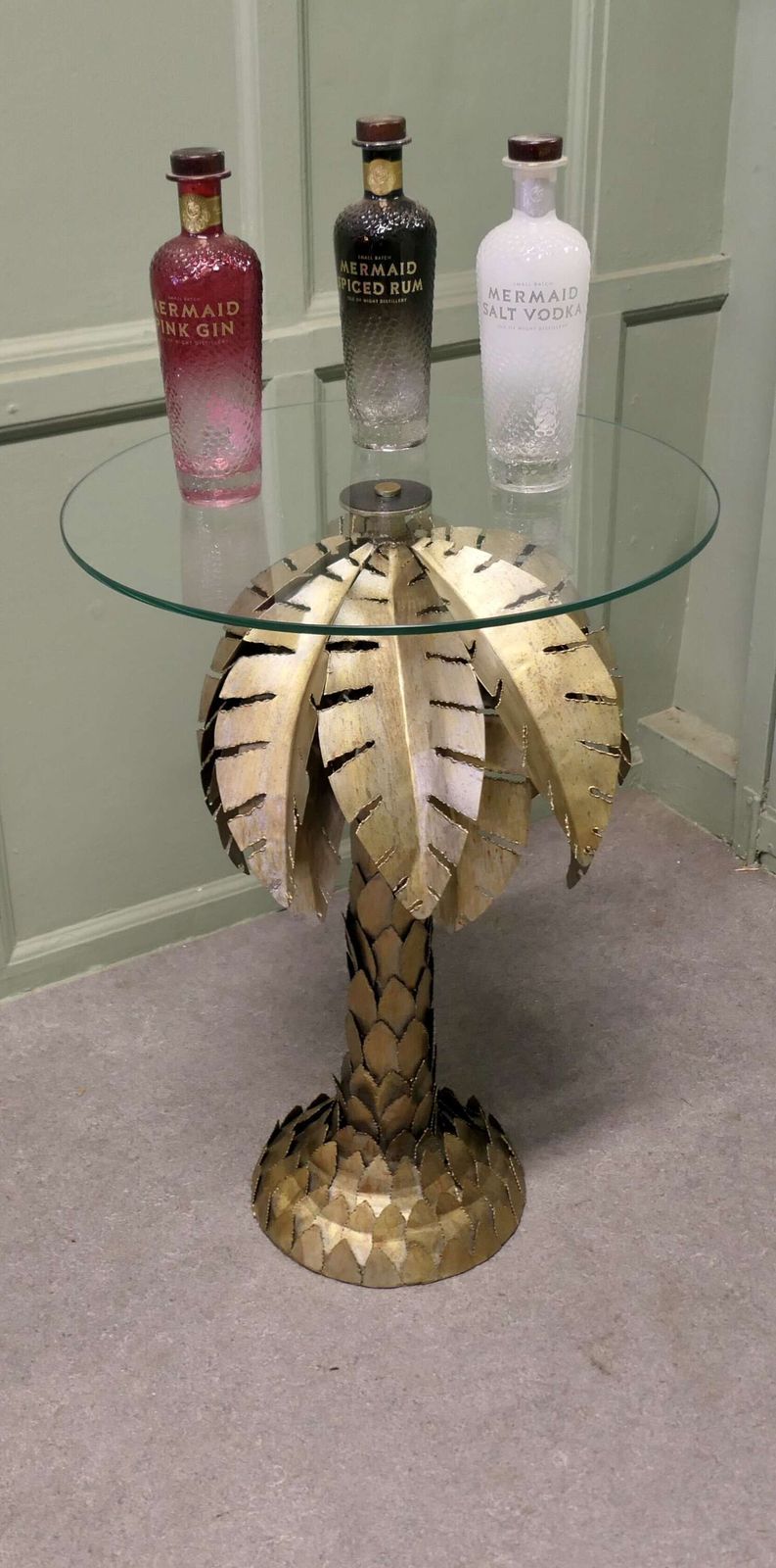 French Mason Jansen Style Palm Tree Tole Ware Table This Stunning Design Is Circa 1970 photo vinterior