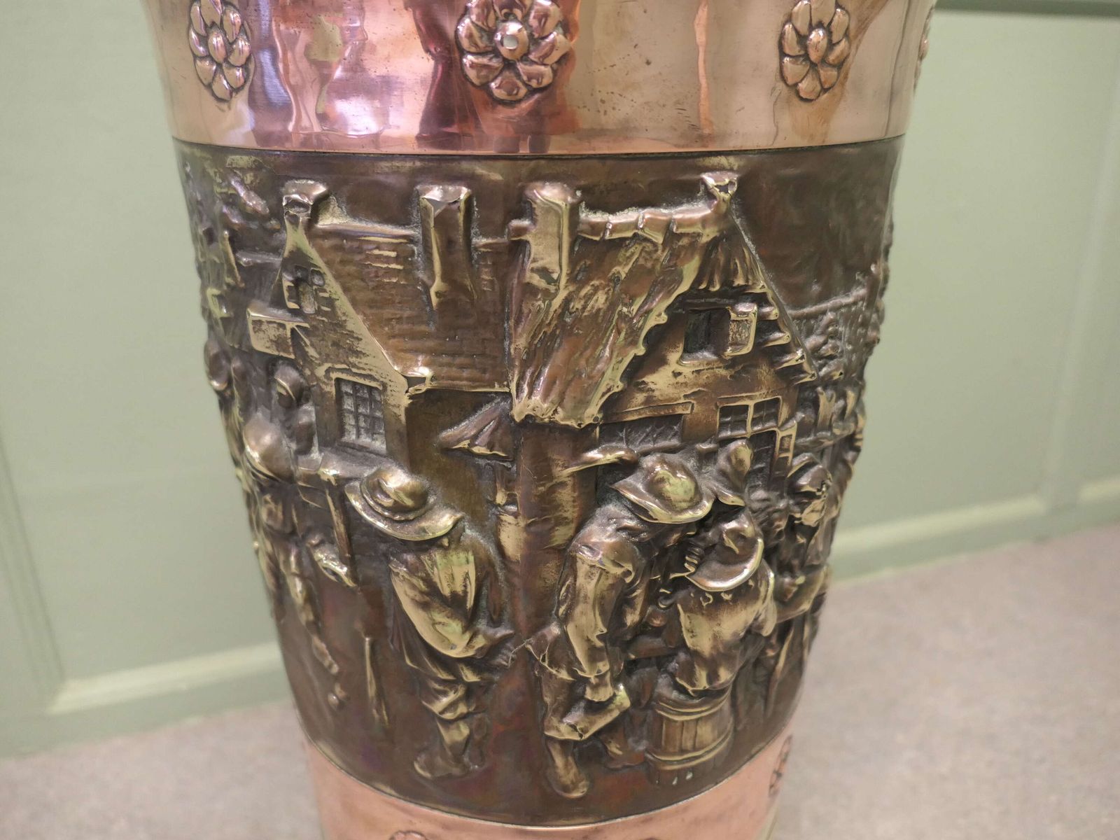 Very Large French Arts And Crafts Embossed Brass Stick Stand This Is An Impressive Piece photo furniture
