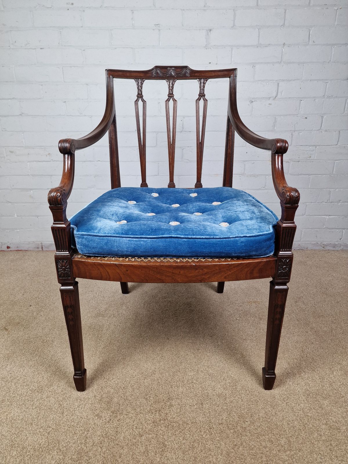 Georgian Mahogany Open Armchair   Sheraton Period C.1795 photo furniture