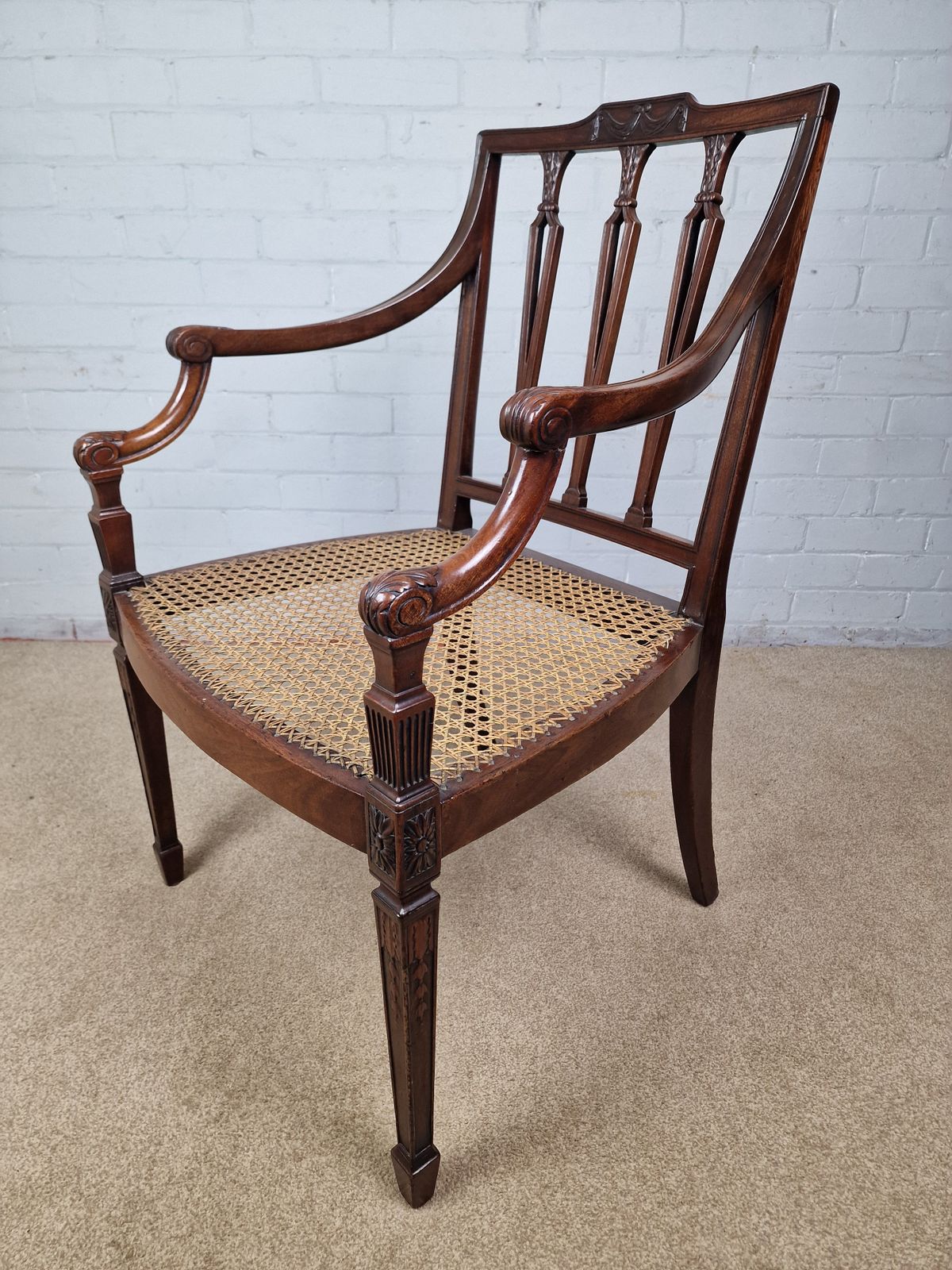 Georgian Mahogany Open Armchair   Sheraton Period C.1795 photo buy