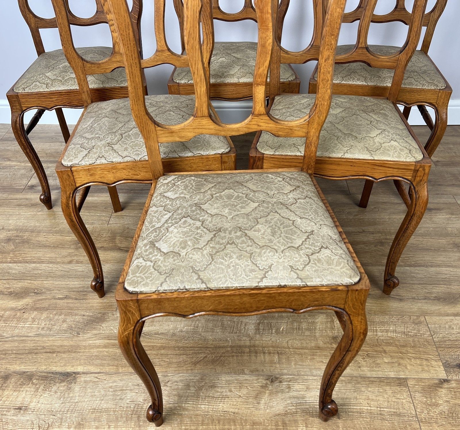 Dining Chairs Vintage French Louis Style Oak Set Upholstered Seats Lot 4885 photo Furniture