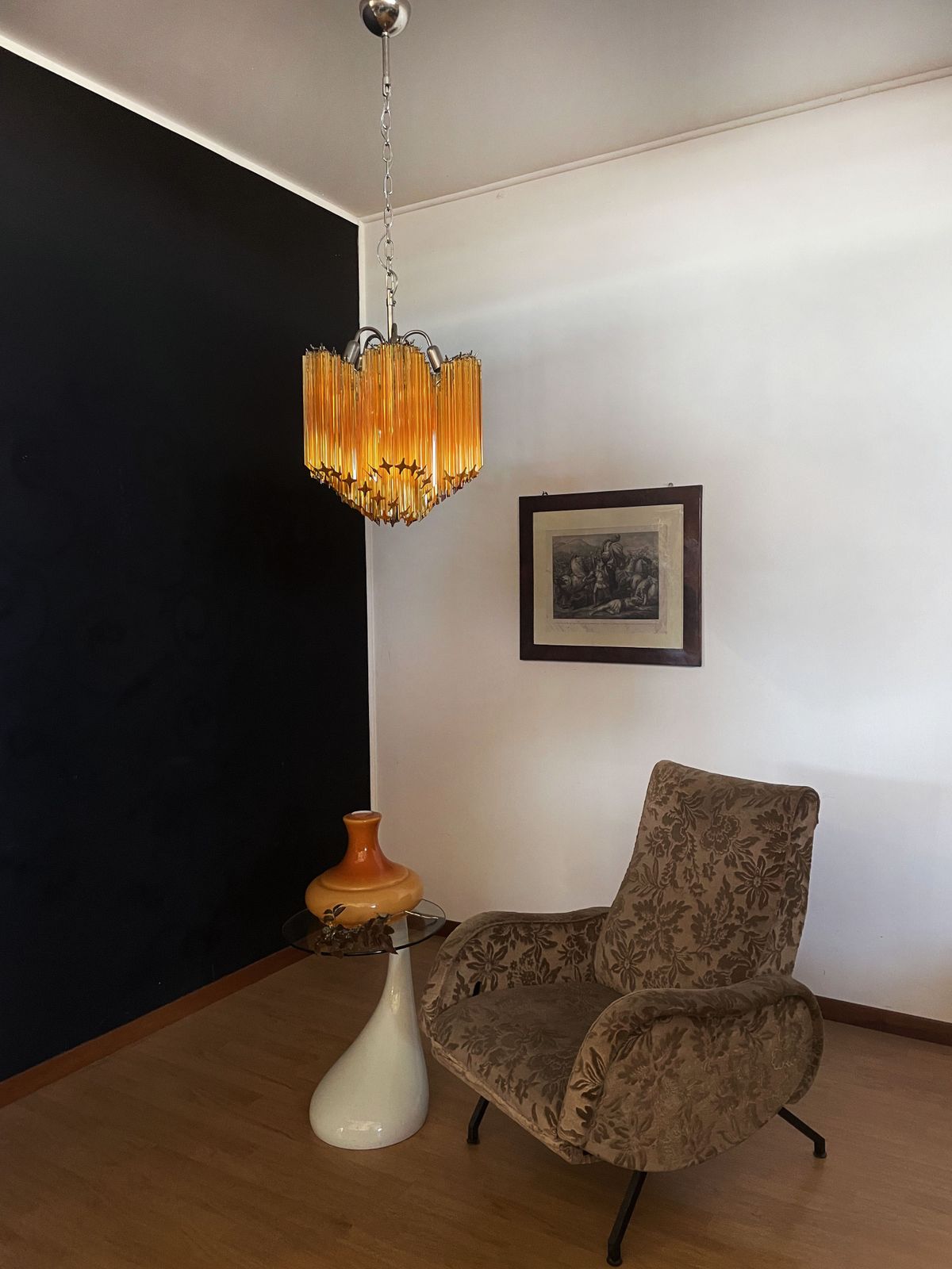 Modern Quadriedri Glass Chandelier   60 Amber Prism Quadriedri photo Lighting