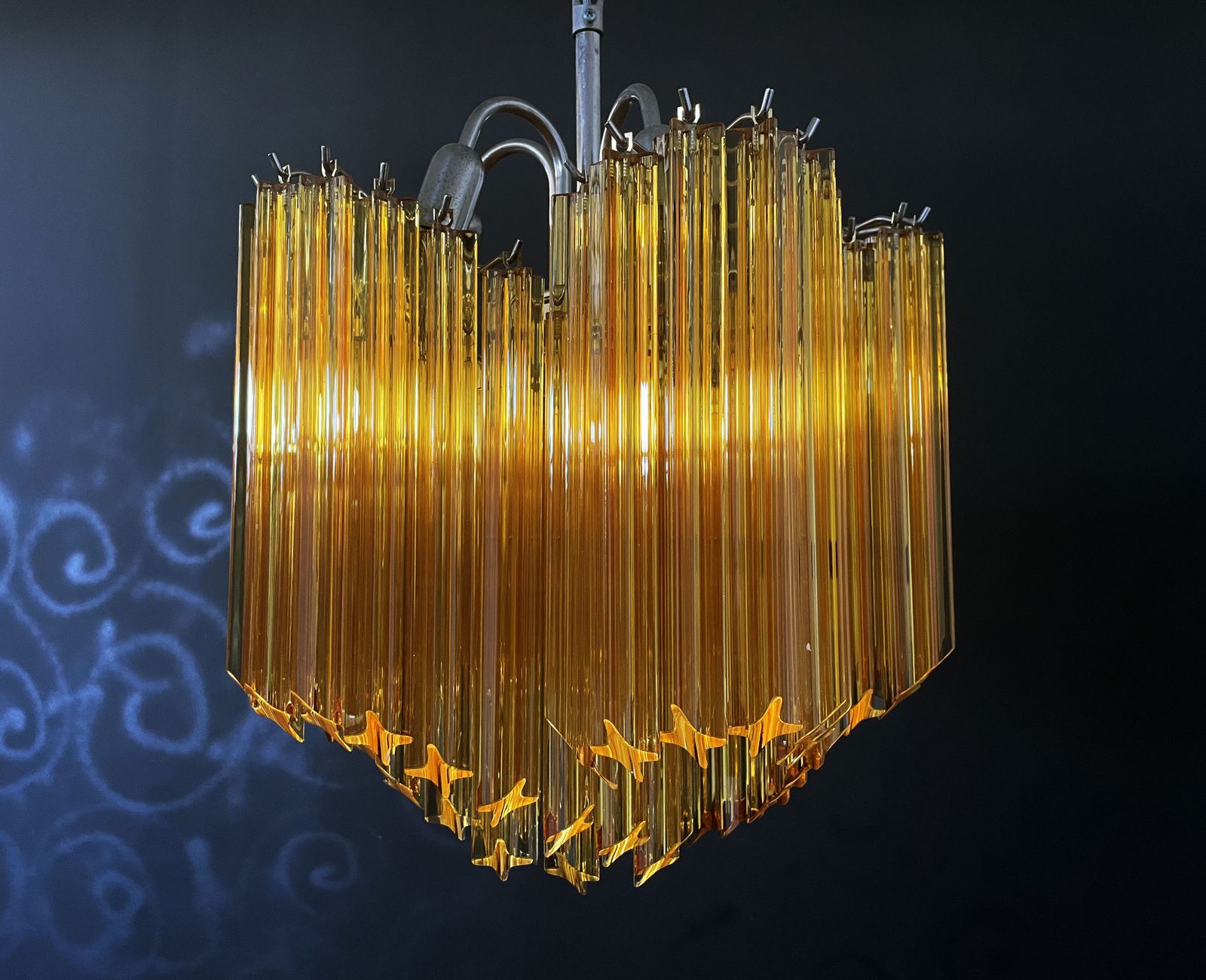 Modern Quadriedri Glass Chandelier   60 Amber Prism Quadriedri photo buy