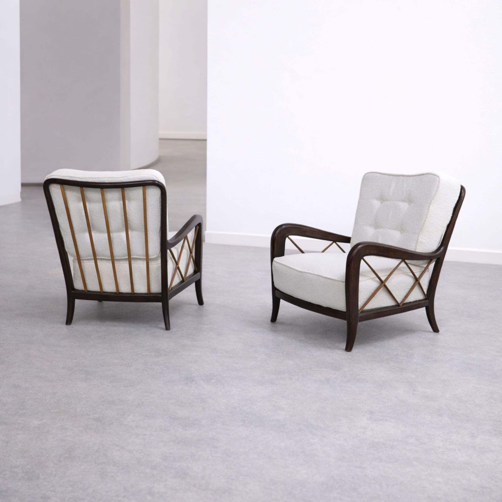 Pair Of Mid Century Armchairs In The Style Of Paolo Buffa, Italy 1940s photo furniture
