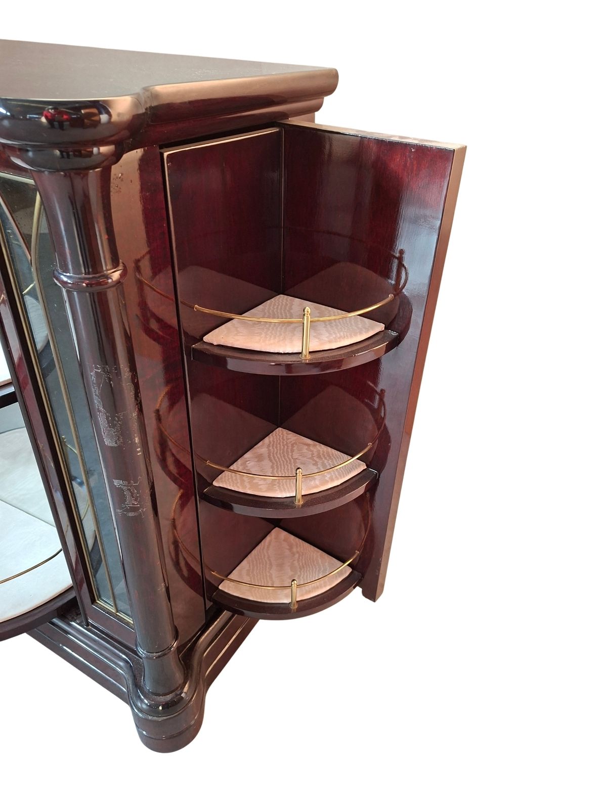 photo vinterior Raro Mobile Bar Girevole In Radica Di Mogano "Mastro Cappellini" Anni '70