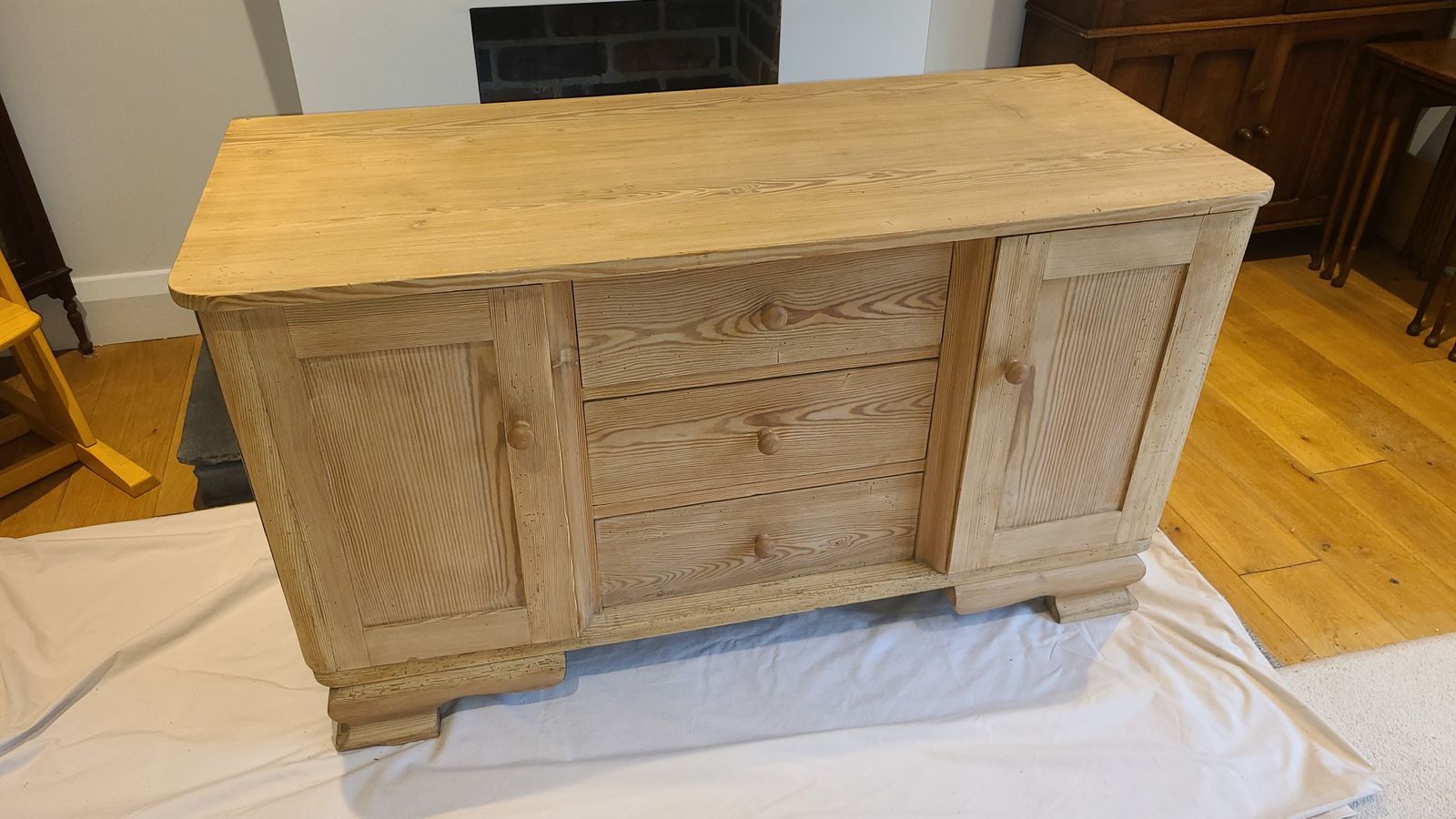 Antique German Pine Commode Dresser With Drawers And Cupboards