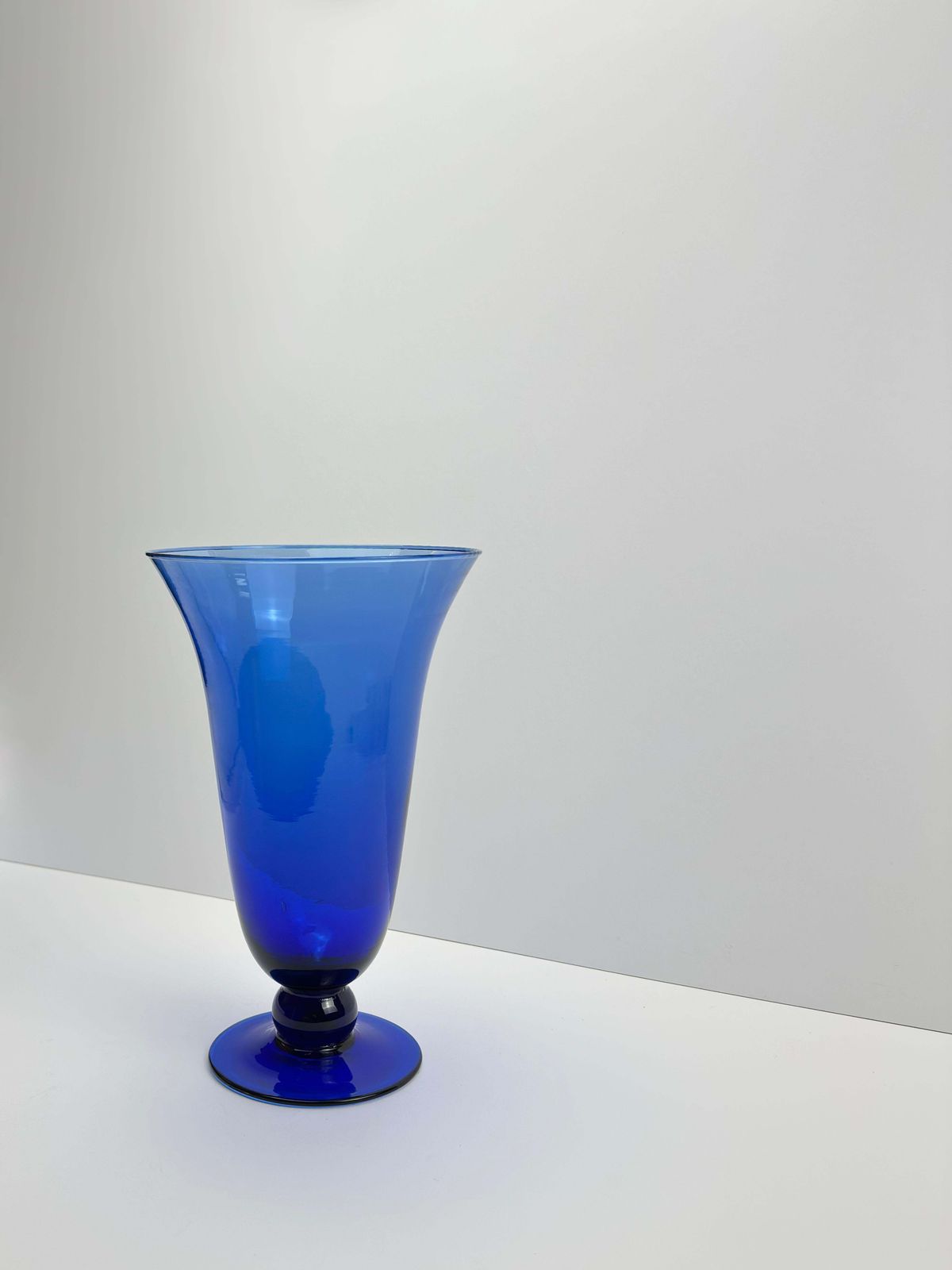 Cobalt Blue Trumpet Vase, Attributed To Empoli Glass, Italy, 1980s photo for sale