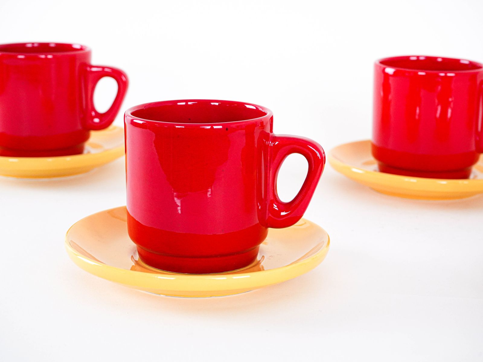Set Of Ceramic Mugs, Italian Design, 1980s, Made In Italy photo 319.0